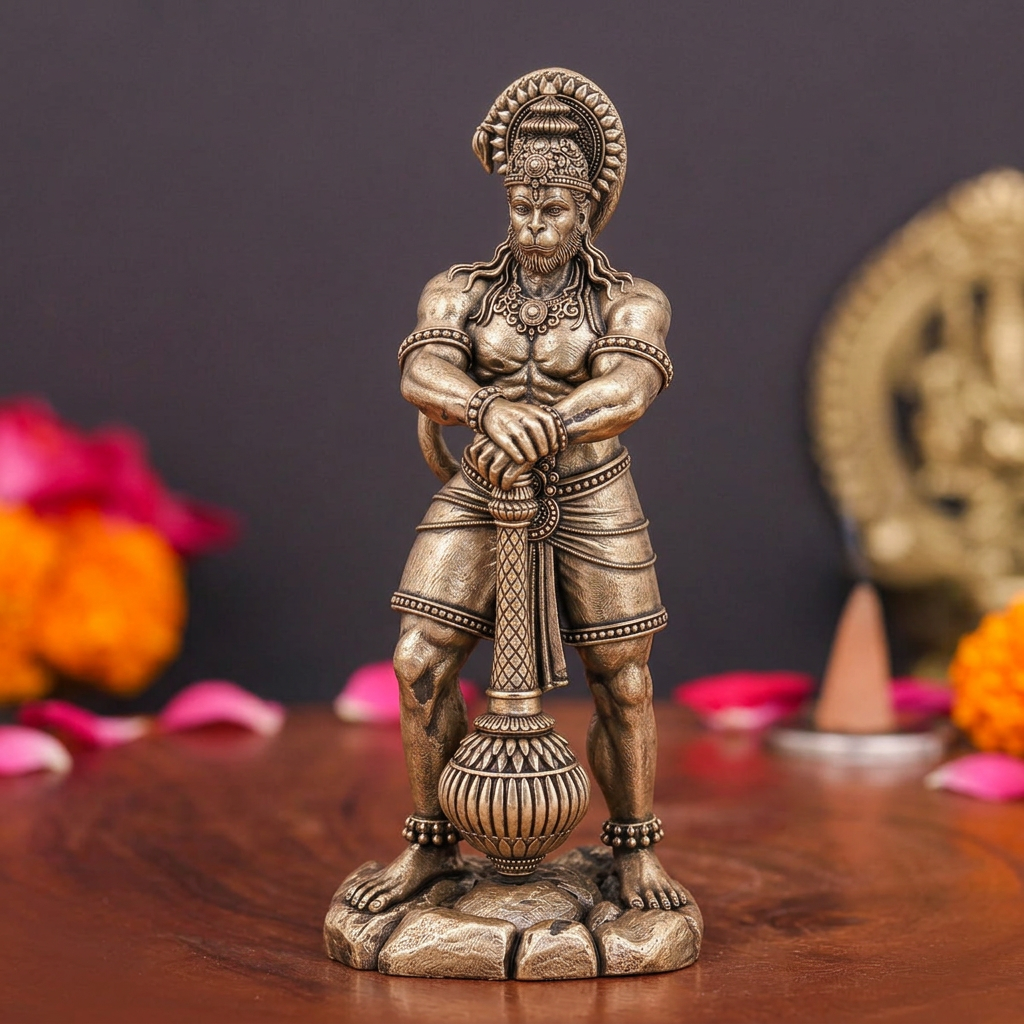 Antique Finish Lord Hanuman Idol with Gada