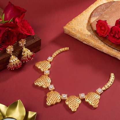 Golden Petal Mesh Necklace Set | 925 Sterling Silver