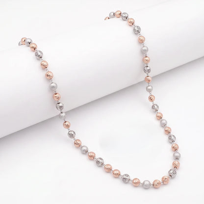 Two-Tone Floral Filigree Bead Ladies Chain | 925 Sterling Silver