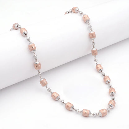 Rose Silver Barrel Bead Ladies Chain | 925 Sterling Silver