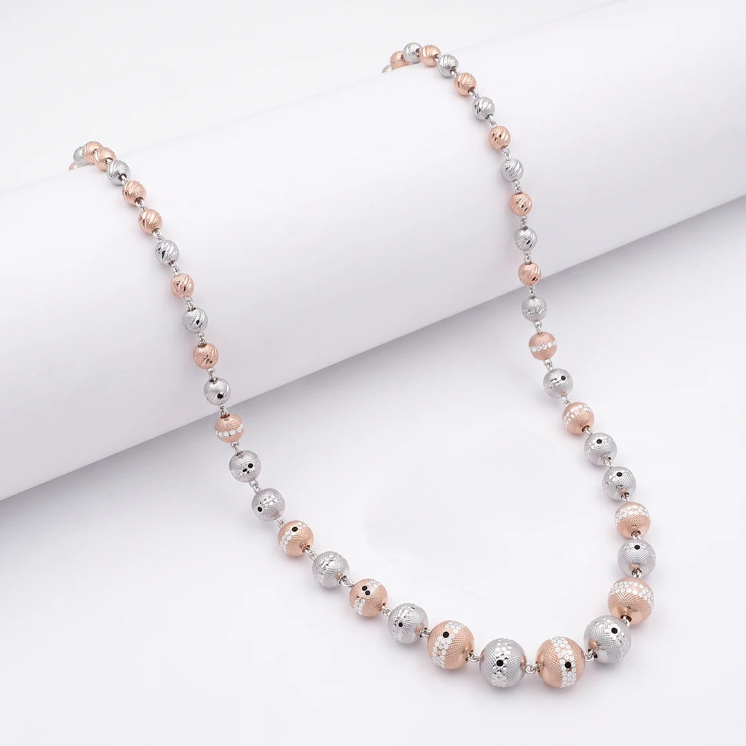 Two-Tone Orb Texture Ladies Chain | 925 Sterling Silver