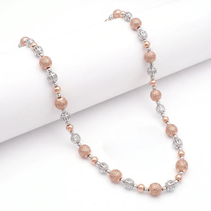 Two-Tone Greek Key Bead Ladies Chain | 925 Sterling Silver