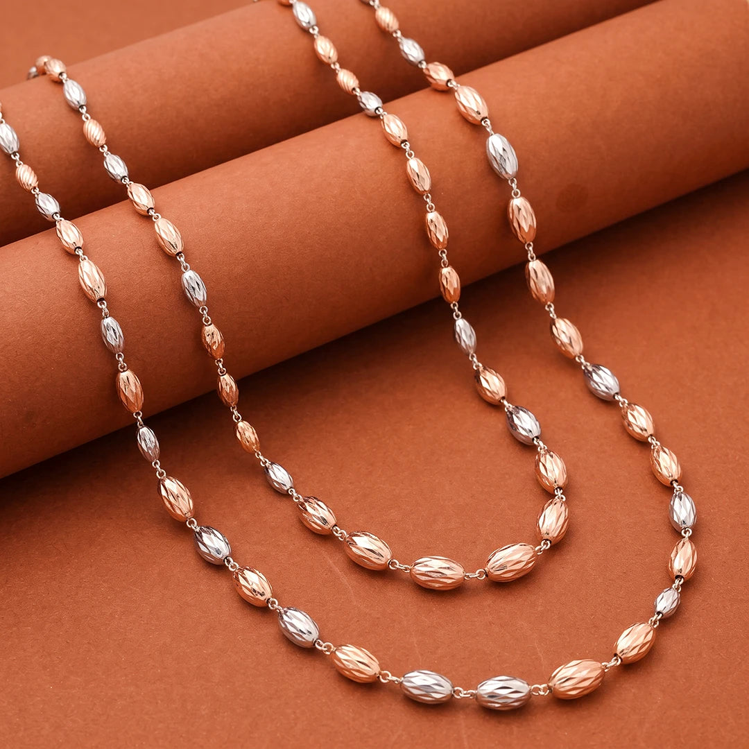 Two-Tone Faceted Bead Ladies Chain | 925 Sterling Silver