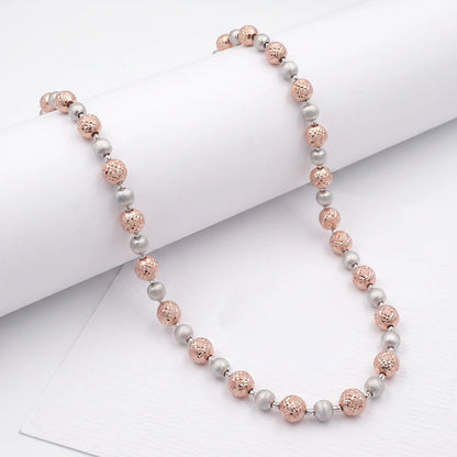 Two-Tone Textured Bead Ladies Chain | 925 Sterling Silver