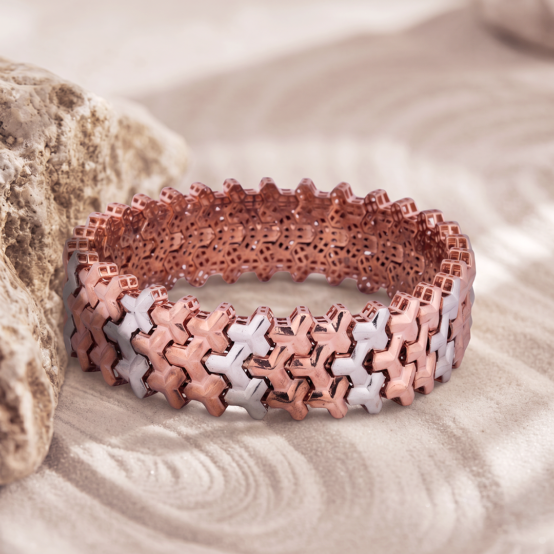Mosaic Weave Two-Tone Bracelet
