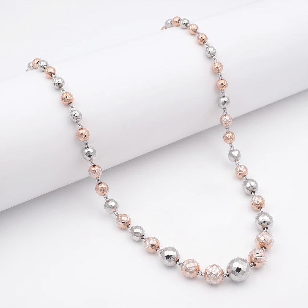 Two-Tone Faceted Sphere Ladies Chain | 925 Sterling Silver