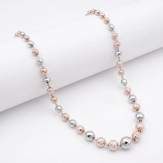 Two-Tone Faceted Sphere Ladies Chain | 925 Sterling Silver