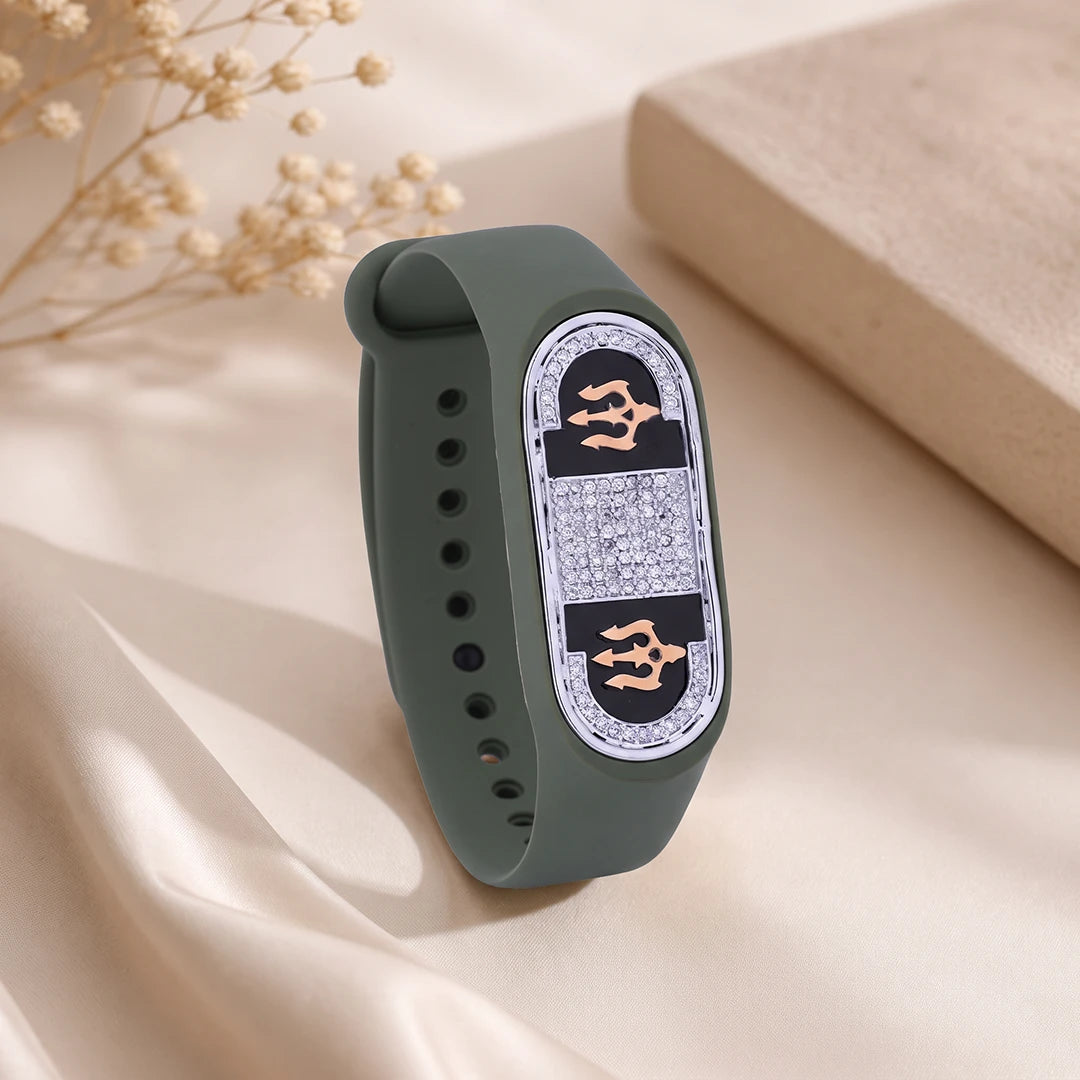 Olive Crest Flexible Strap Bracelet | 925 Sterling Silver