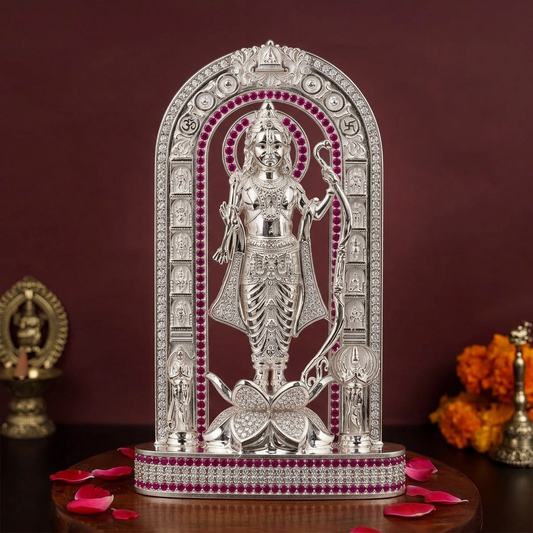 Shri Ram Prabhu Archway Idol with Bow & Floral Pedestal
