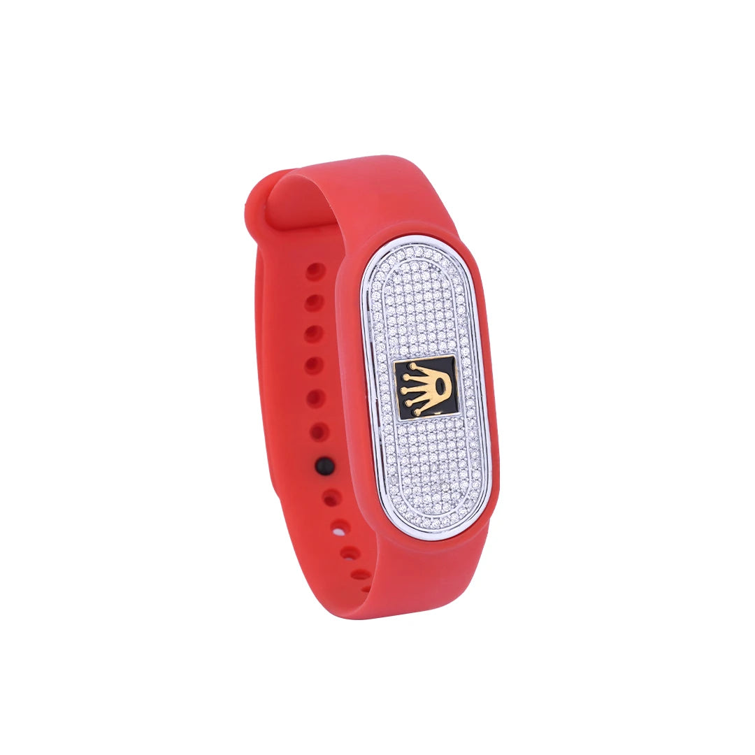 Coral Emblem Pavé Flexible Strap Bracelet | 925 Sterling Silver