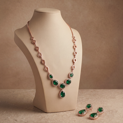 Emerald Cascade Necklace Set