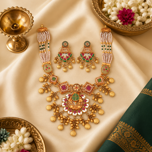 Pearl-Strand Heritage Necklace Set with Matching Earrings