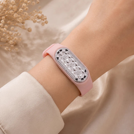 Blush Geo Matrix Flexible Strap Bracelet | 925 Sterling Silver