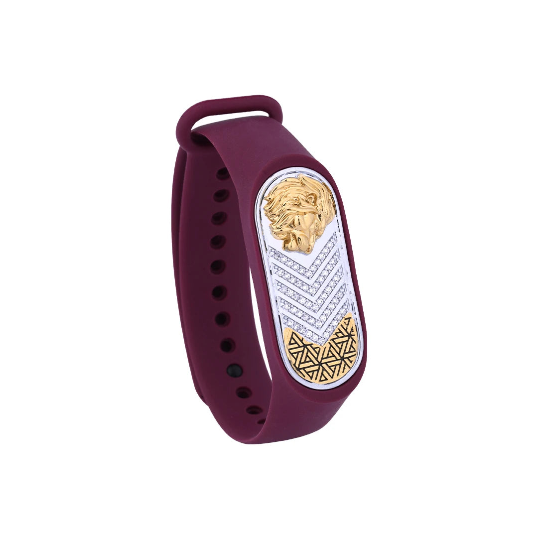 Regal Lion Chevron Flexible Strap Bracelet | 925 Sterling Silver