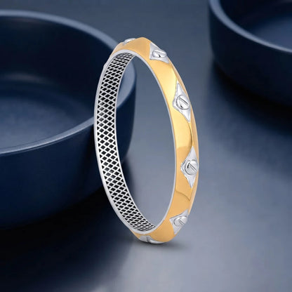 Gold-Silver Studded Panel Ladies Bangle | 925 Sterling Silver