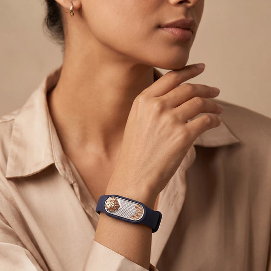 Midnight Lion Chevron Flexible Strap Bracelet | 925 Sterling Silver