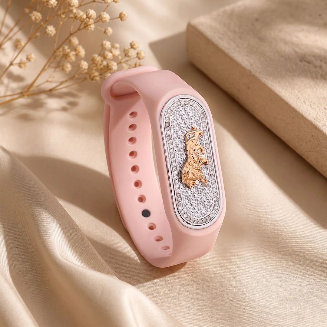 Blush Equestrian Crest Flexible Strap Bracelet | 925 Sterling Silver