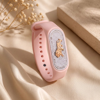 Blush Equestrian Crest Flexible Strap Bracelet | 925 Sterling Silver