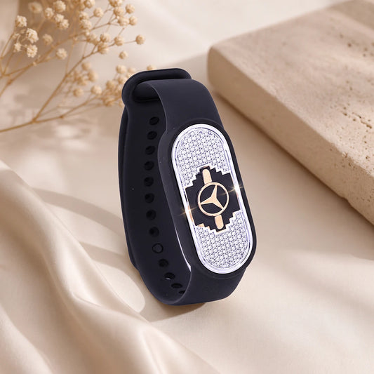 Midnight Star Emblem Flexible Strap Bracelet | 925 Sterling Silver