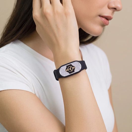 Midnight Star Emblem Flexible Strap Bracelet | 925 Sterling Silver