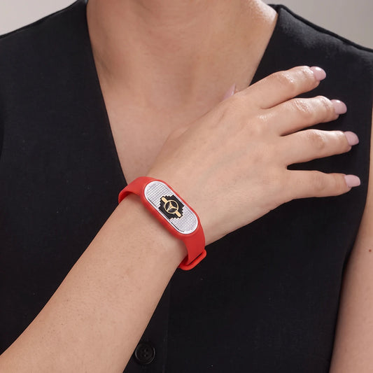Crimson Star Emblem Flexible Strap Bracelet | 925 Sterling Silver
