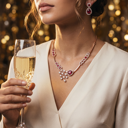 Crimson Cascade Necklace Set
