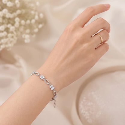 Oval Link Duo-Stone Ladies Bracelet | 925 Sterling Silver