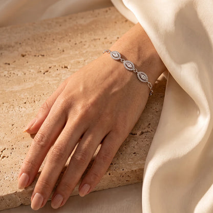 Marquise Trio Halo Ladies Bracelet | 925 Sterling Silver