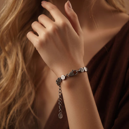 Brushed Disc Link Ladies Bracelet | 925 Sterling Silver