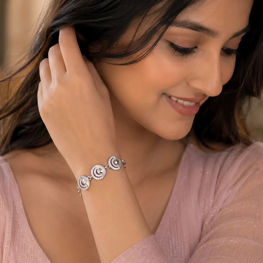 Triple Orbit Disc Ladies Bracelet | 925 Sterling Silver