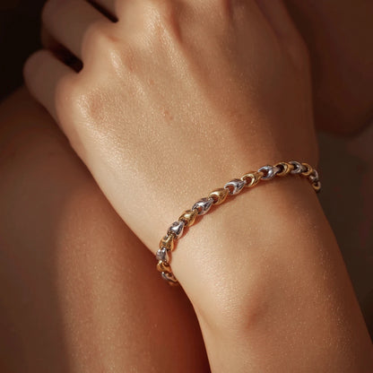 Dual-Tone Sculpted Chain Ladies Bracelet | 925 Sterling Silver