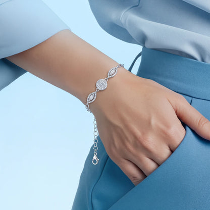 Heart & Marquise Pavé Ladies Bracelet | 925 Sterling Silver