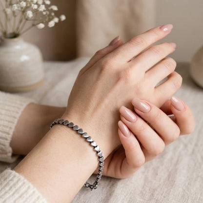 Brushed Heart Link Ladies Bracelet | 925 Sterling Silver