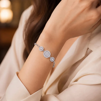 Concentric Circle Pavé Trio Ladies Bracelet | 925 Sterling Silver