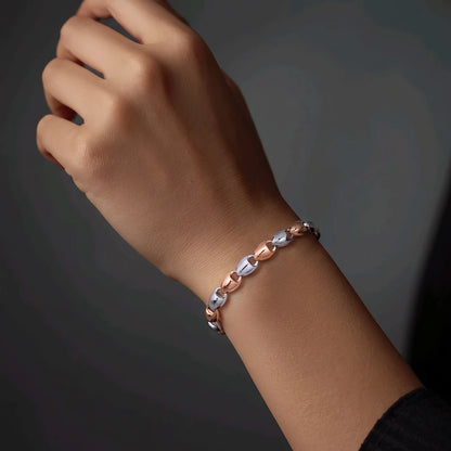 Dual-Tone Oval Link Ladies Bracelet | 925 Sterling Silver