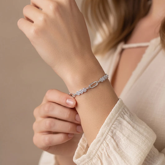 925 Silver Pavé Link Ladies Bracelet Wholesale | Parijat