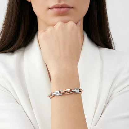 Dual-Tone Elongated Link Ladies Chain | 925 Sterling Silver