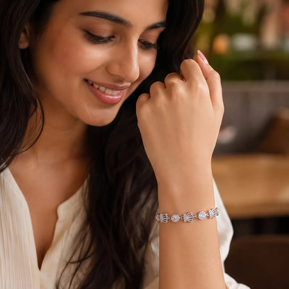 Crown Spark Bezel Ladies Bracelet | 925 Sterling Silver