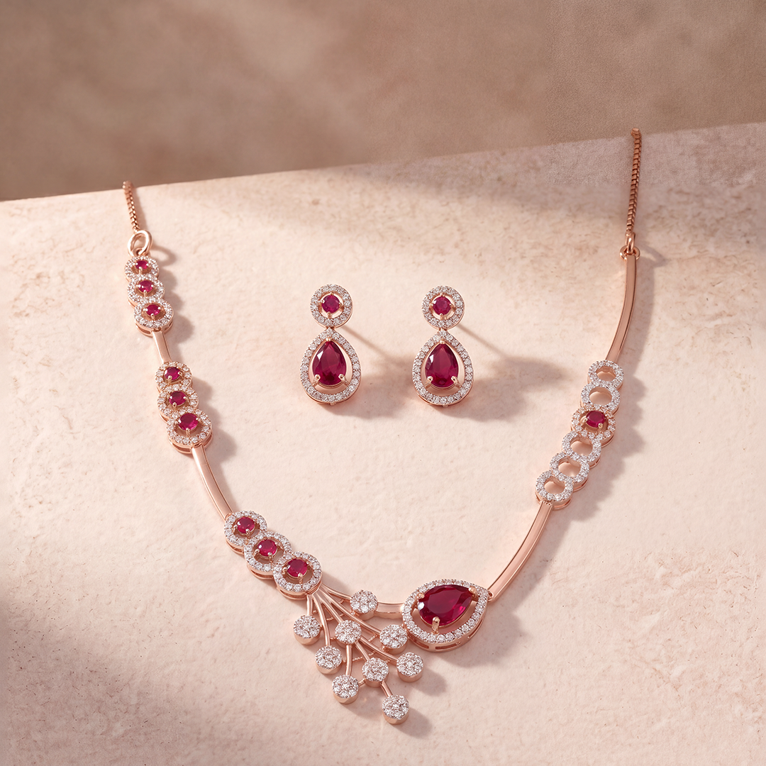 Crimson Cascade Necklace Set
