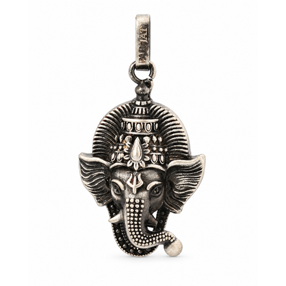 Antique Silver Tone Lord Ganesha Face Pendant