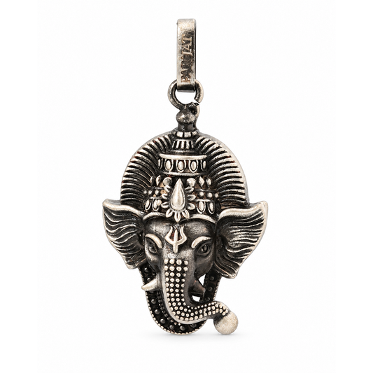 Antique Silver Tone Lord Ganesha Face Pendant