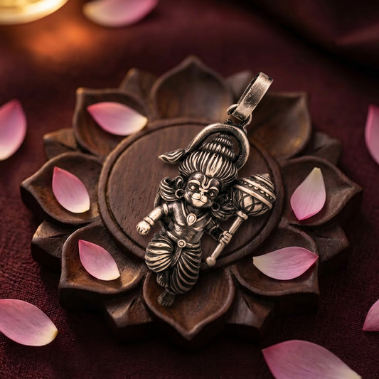 Antique Silver Tone Lord Hanuman Pendant