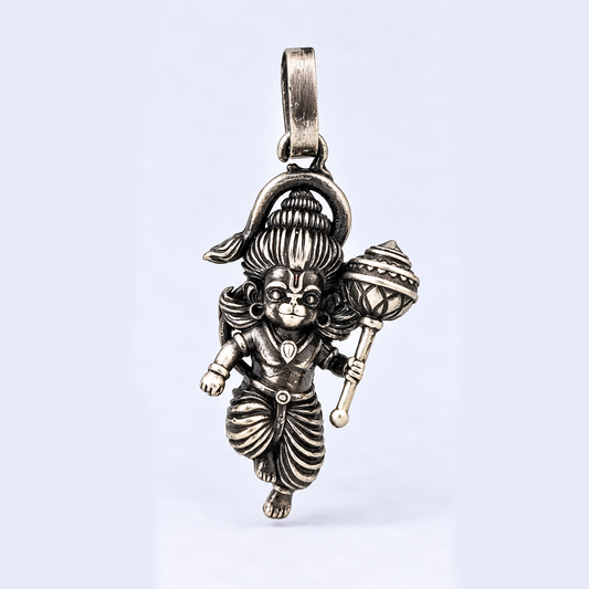 Antique Silver Tone Lord Hanuman Pendant