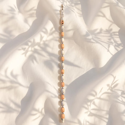 Dual-Tone Cushion Link Ladies Bracelet | 925 Sterling Silver