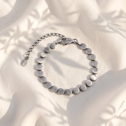 Brushed Disc Link Ladies Bracelet | 925 Sterling Silver