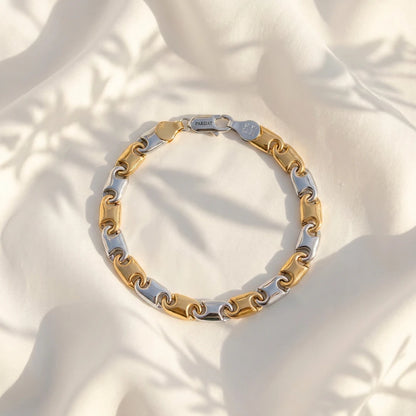 Dual-Tone Interlock Link Ladies Bracelet | 925 Sterling Silver