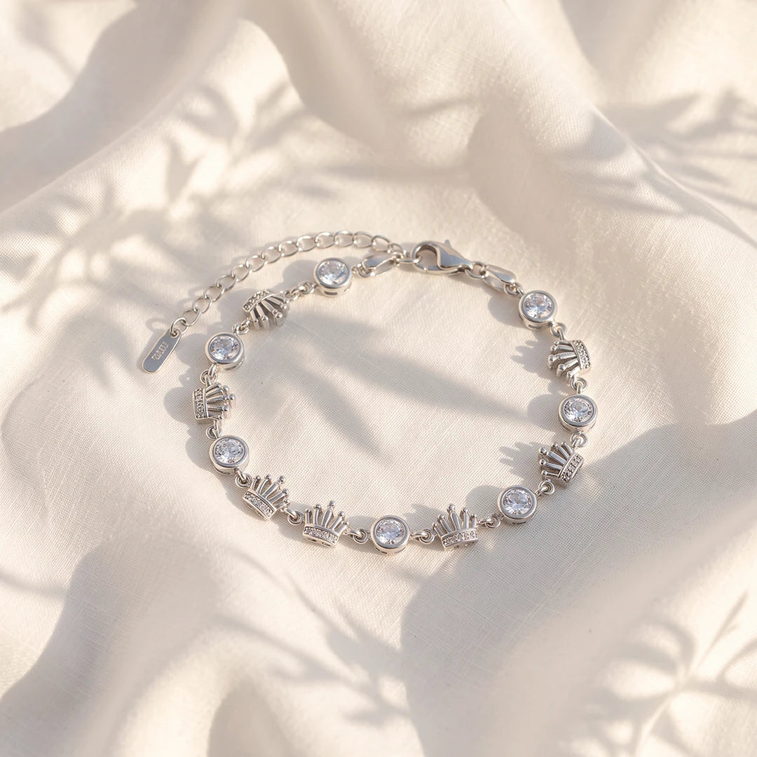 Crown Spark Bezel Ladies Bracelet | 925 Sterling Silver