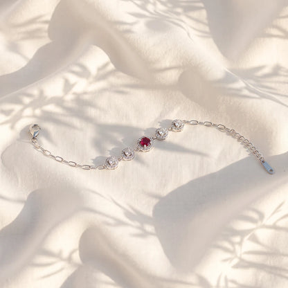 Ruby Orbit Pavé Ladies Bracelet | 925 Sterling Silver