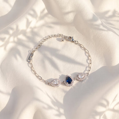 Midnight Teardrop Halo Ladies Bracelet | 925 Sterling Silver