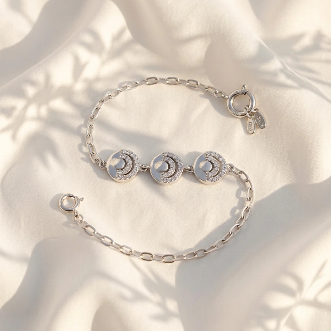 Triple Orbit Disc Ladies Bracelet | 925 Sterling Silver